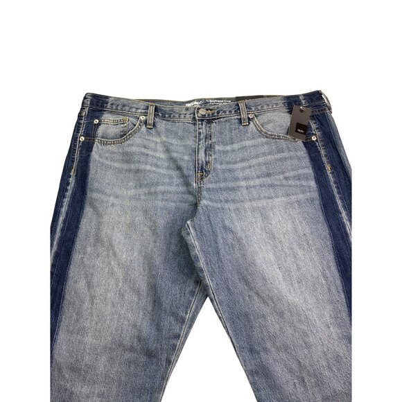 Mossimo Denim Boyfriend Crop Jeans 18 Mid-Rise Stretch Blue Raw Hem Frayed New - Picture 2 of 6